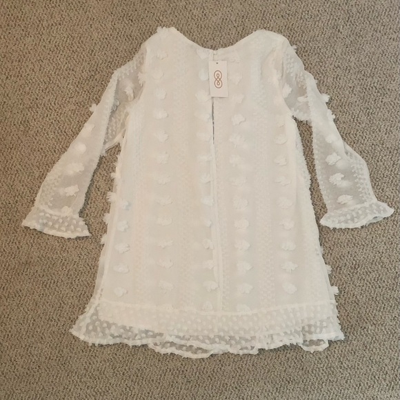 EternalIvory Becca Long Sleeve zoom Mini Dress with removable tie - Picture 1 of 3